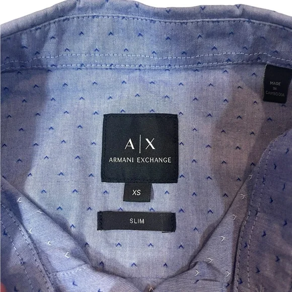 ⚡️SOLD⚡️Armani Exchange Men's Youth Ditsy-Print Dobby Shirt Slim Fit Button Down - Picture 8 of 16